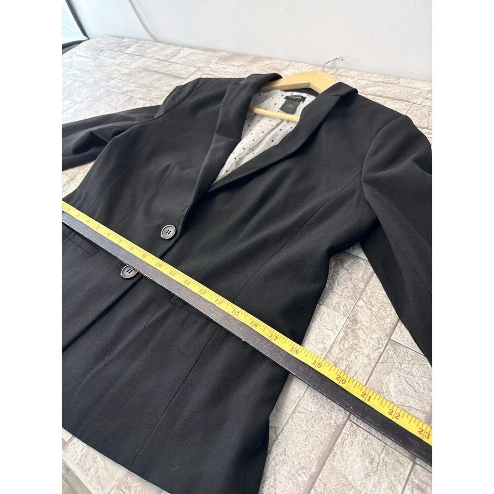 Ann Taylor women's size 8 jacket blazer black weave button front - Picture 6 of 13